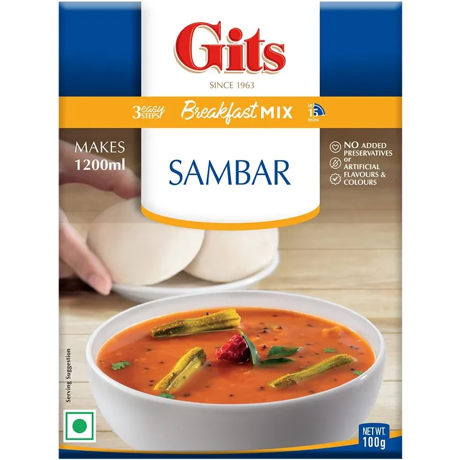Gits Sambar Breakfast Mix, 100g Carton-1.webp